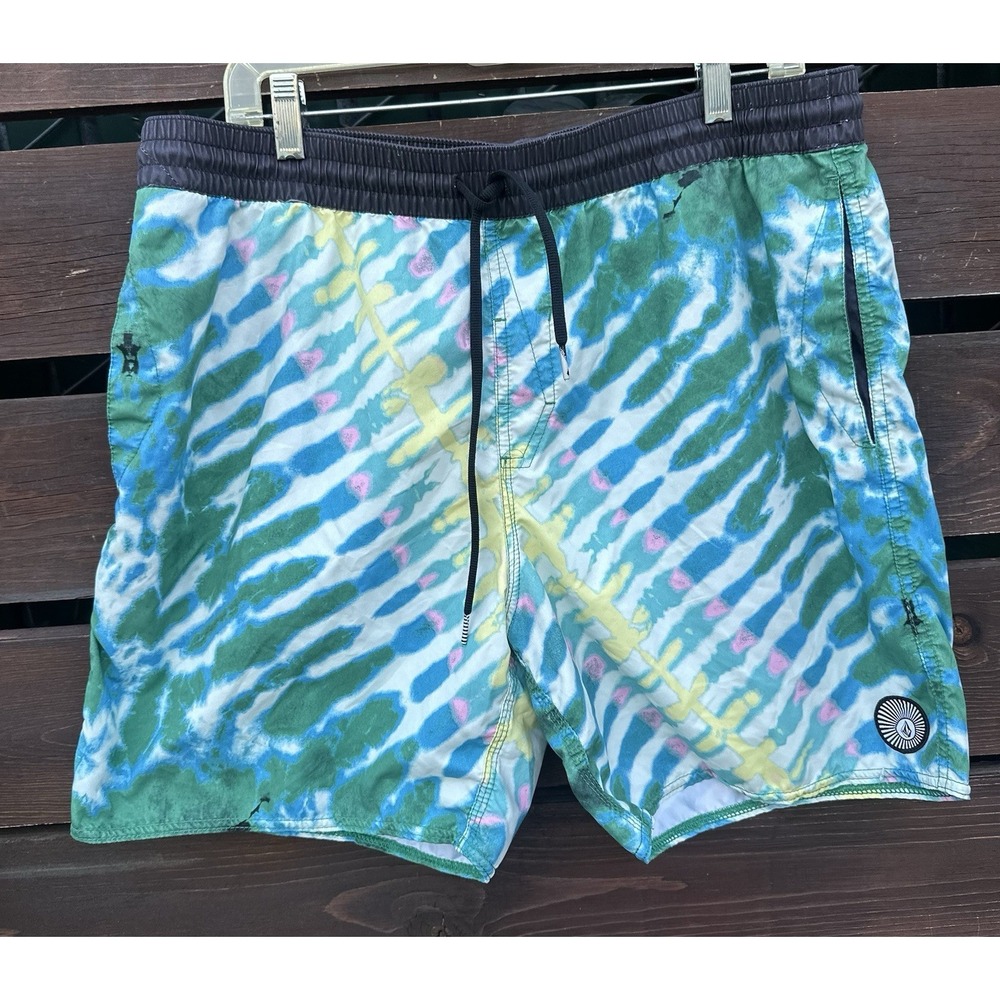 Volcom Beach Bunch Trunks Rad Style Tie Dye Printed Board Shorts Pool Swim XL